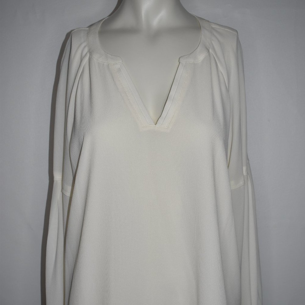 Vince Camuto Womens New Bubble Sleeve Cream Large Blouse MSRP $79